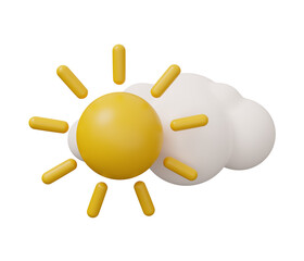 sun cloud 3d weather. isolated minimal 3d render illustration in cartoon trendy style