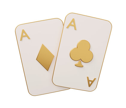 ace two cards 3d. isolated minimal 3d render illustration in cartoon trendy style