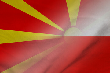 Fototapeta na wymiar Macedonia and Poland state flag transborder contract POL