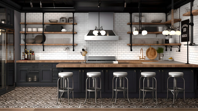 interior of a industrial designed kitchen Generative Art