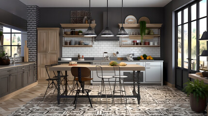 interior of a industrial designed kitchen Generative Art