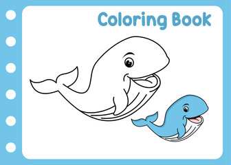 coloring book for whale free vector cartoon 