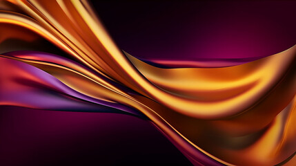 Obraz premium Abstract Elegance: Gold and Purple Gradient Waves on Silk