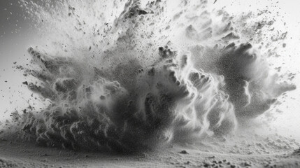 Pencil sketch, dust blast on white background, Generative AI