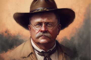 Theodore Roosevelt artwork . Creative illustration. (Ai Generate) - obrazy, fototapety, plakaty