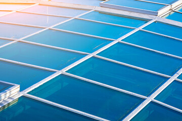 Figured glass roof, close-up. View from above