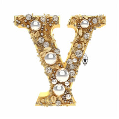 Obraz premium A gold letter y with precious stones and gemstones. generate ia