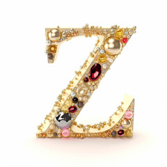 A gold letter Z with precious stones and gemstones. generate ia