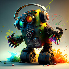 minion robot, 3D Art, Cyborg, High Quality (4K), Clean Art, Awesome Design, Perfect as Wallpaper / Poster, or Image for framing, generative, ai