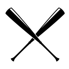 Crossed baseball bats glyph icon. Clipart image isolated on white background
