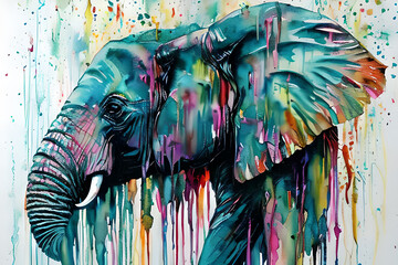 Dramatic Watercolor of an Elephant