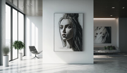 A painting / frame on the wall of a luxurious mansion - AI Generated