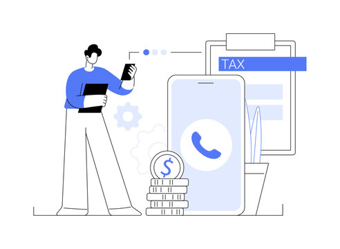Phone tax filing abstract concept vector illustration.