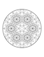 Circular pattern in form of mandala for Henna, Mehndi, tattoo, decoration. Decorative ornament in ethnic oriental style. Coloring book page.Flower Mandala. Vintage decorative elements. Mandala. 