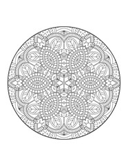 Circular pattern in form of mandala for Henna, Mehndi, tattoo, decoration. Decorative ornament in ethnic oriental style. Coloring book page.Flower Mandala. Vintage decorative elements. Mandala. 