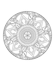 Circular pattern in form of mandala for Henna, Mehndi, tattoo, decoration. Decorative ornament in ethnic oriental style. Coloring book page.Flower Mandala. Vintage decorative elements. Mandala. 