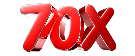 70x red 3D illustration. Advertising signs. Product design. Product sales.