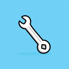 Wrench flat style isolated vector icon illustration. Labour day tools for 1 may. Wrenches sign symbol object cartoon art. 