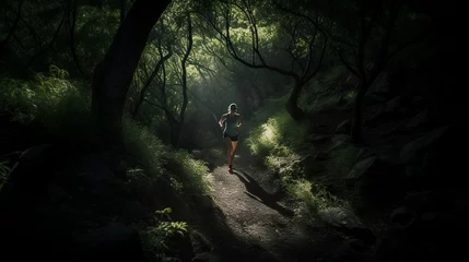 Muurstickers mindfull running in forest © Jesse