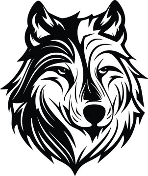 Wolf vector illustration Black and white, black on white background, isolated, logo, tattoo
