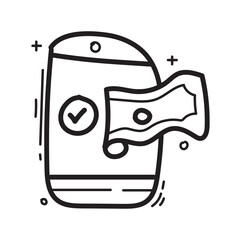 Doodle payment icon outline vector
