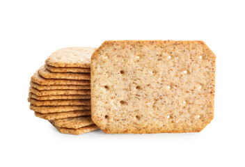 Tasty crackers isolated on white background