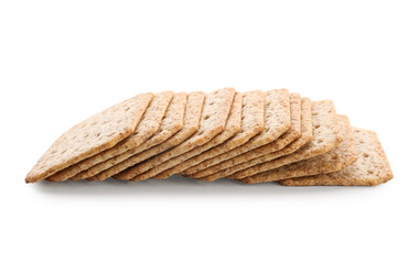 Tasty crackers isolated on white background