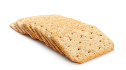 Tasty crackers isolated on white background