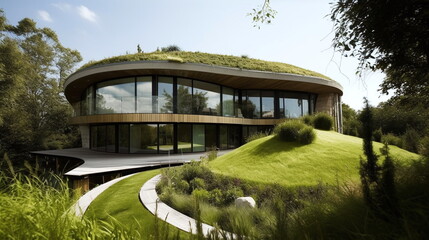 Fototapeta na wymiar Living in Harmony with Nature: Sustainable Home Design - AI generated