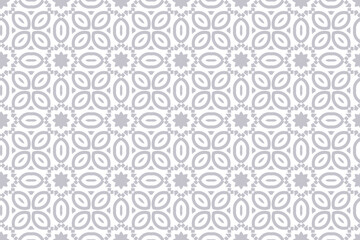 Seamless pattern in islamic style. Vector ornament use for ramadan wallpaper and background in gray color.

