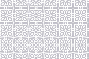 Geometric set of seamless patterns. White and gray vector backgrounds. Damask graphic ornaments