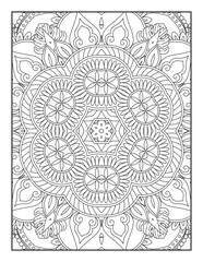 Mandala coloring page KDP interior. Coloring page mandala background. Oriental pattern, vector illustration. coloring page for children and adults. Seamless vector pattern. Black and white. Mandala