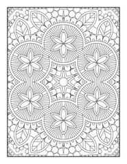 Mandala coloring page KDP interior. Coloring page mandala background. Oriental pattern, vector illustration. coloring page for children and adults. Seamless vector pattern. Black and white. Mandala