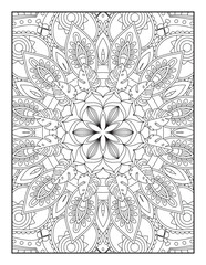 Mandala coloring page KDP interior. Coloring page mandala background. Oriental pattern, vector illustration. coloring page for children and adults. Seamless vector pattern. Black and white. Mandala