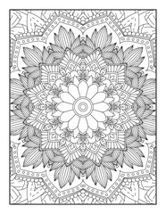 Mandala coloring page KDP interior. Coloring page mandala background. Oriental pattern, vector illustration. coloring page for children and adults. Seamless vector pattern. Black and white. Mandala