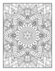 Mandala coloring page KDP interior. Coloring page mandala background. Oriental pattern, vector illustration. coloring page for children and adults. Seamless vector pattern. Black and white. Mandala