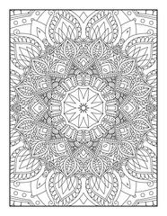 Mandala coloring page KDP interior. Coloring page mandala background. Oriental pattern, vector illustration. coloring page for children and adults. Seamless vector pattern. Black and white. Mandala