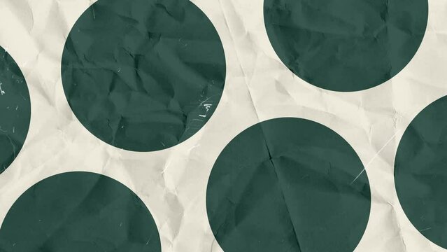 Animated background of green circles with paper texture. Vertical background