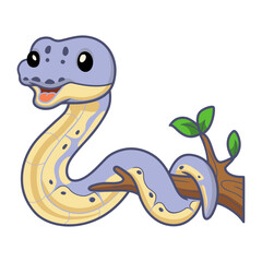 Cute killer clown ball python cartoon on tree branch