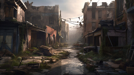 Fototapeta premium forgotten ruins of city at desert generative ai