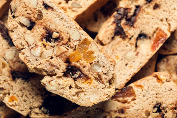 Delicious biscotti cookies as background, closeup
