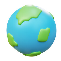 3D cartoon Planet Earth . Ecological, Water Day or World Oceans Day concept. Earth Day or Saving Water concept. 3d rendering