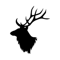 silhouette of elk head. deer, moose. animal, wild, hunting concept. suitable for poster, sticker, print, web, and more. vector illustration.