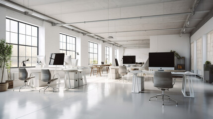 Fototapeta na wymiar A bright modern office space. AI generated.