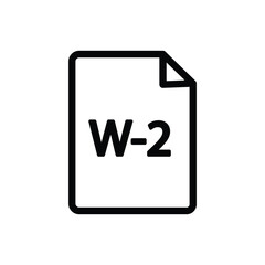 W-2 or W2 IRS tax form document line art vector icon for finance apps and websites - obrazy, fototapety, plakaty