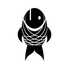 Grilled fish icon, block black vector illustration logo template in trendy style. Editable graphic resources for many purposes.