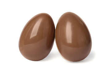 Two tasty chocolate eggs isolated on white