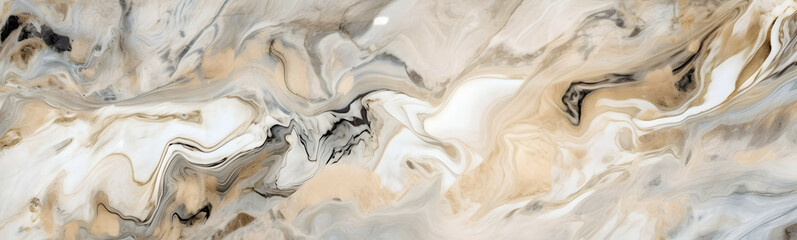 Abstract Marble Banner Background, Cream ceramic texture banner design panorama, Generative AI