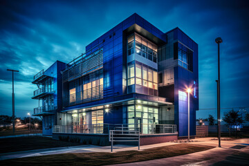 Modern police department building exterior architecture design. Generative AI