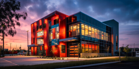 Obraz premium Modern fire department building exterior architecture design. Generative AI
